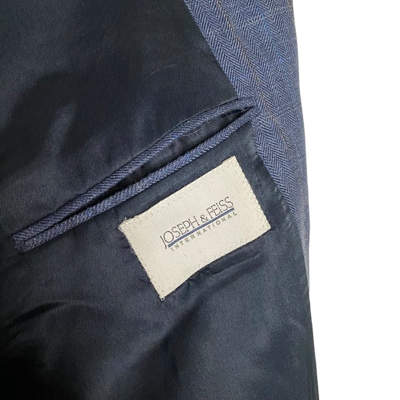 Joseph & Feiss Men's Blue Plaid Notch Lapel Wool Blazer - Picture 6 of 10